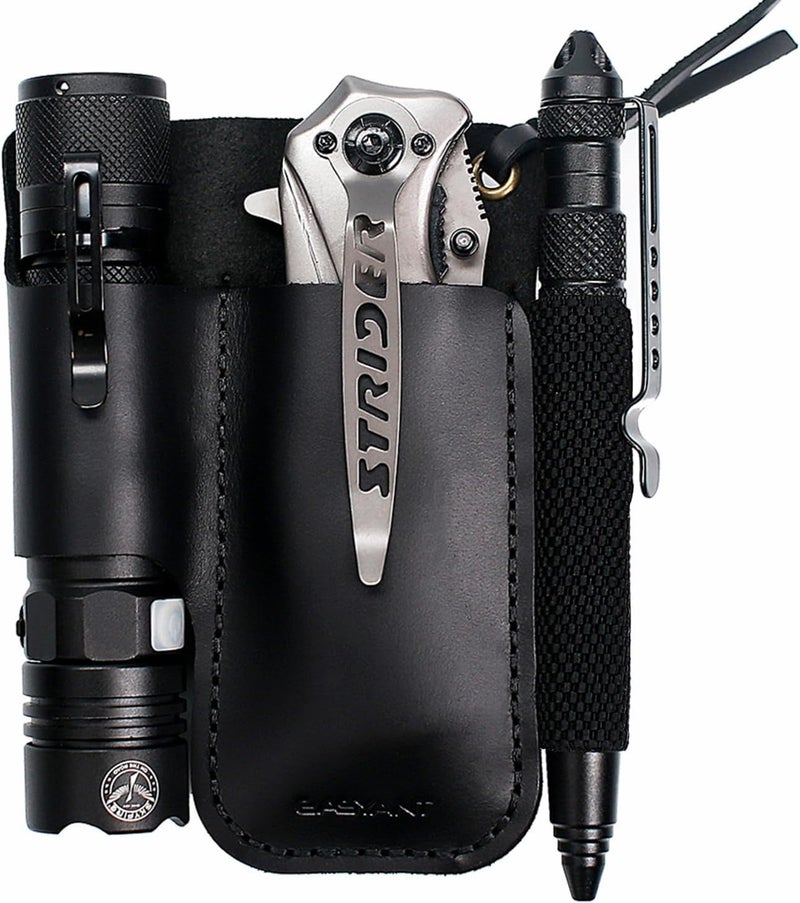 EASYANT Men Leather EDC Organizer Sheath Handmade Tactical Tool Pouch Holster with Belt Clip - Image 1