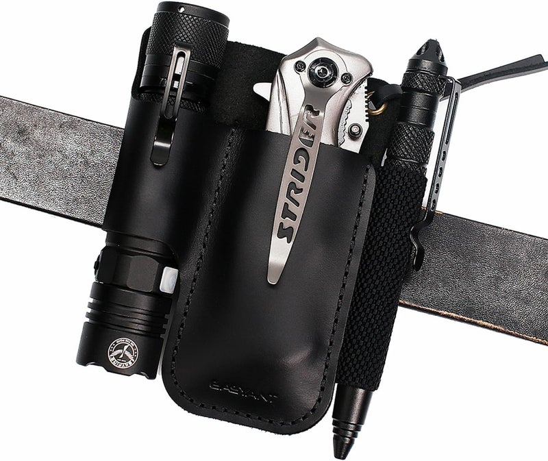 EASYANT Men Leather EDC Organizer Sheath Handmade Tactical Tool Pouch Holster with Belt Clip - Image 3