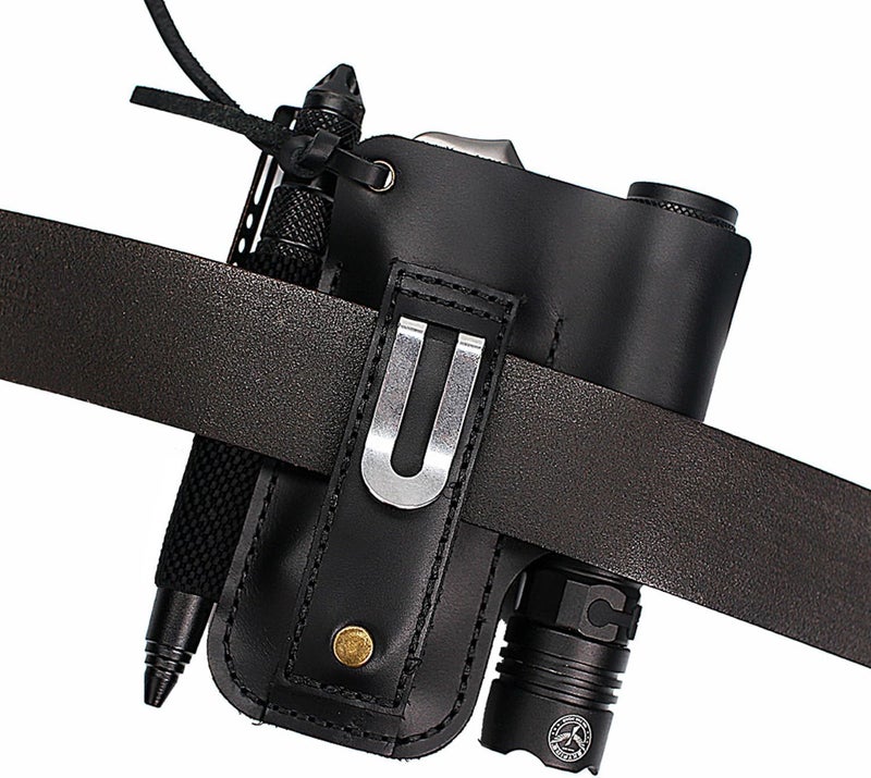 EASYANT Men Leather EDC Organizer Sheath Handmade Tactical Tool Pouch Holster with Belt Clip - Image 4