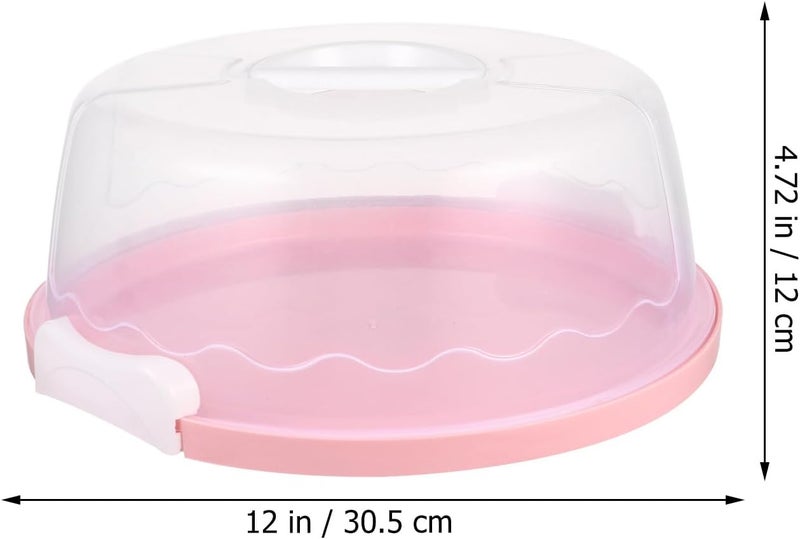 KICHOUSE Portable 10-inch Cake Carrier and Pink Plastic Cake Box with Handle Birthday Storage Container and Plate Cover for Party Use - Image 2