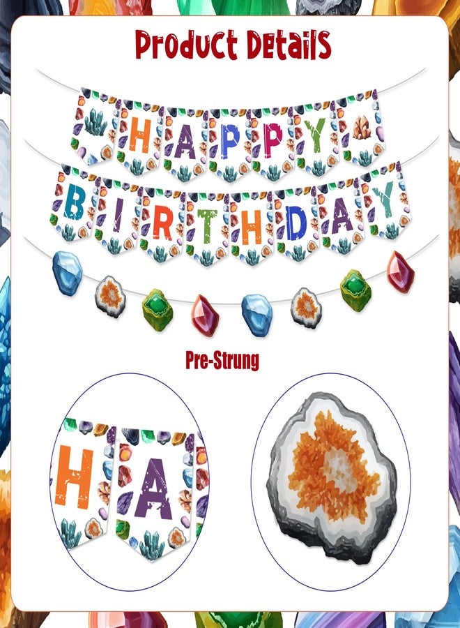 Balterever Geology Birthday Decorations Crystal Theme Birthday Decorationswith Banner Cake Cupcake Toppers Crystal Diamond Party Garland for Bday Baby Shower Decoration - Image 5