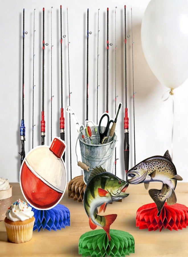 QIYANPAX Fishing Birthday Party Decorations - Plates, Napkins, Cups, Cutlery, Honeycomb Centerpieces, Banner, Hanging Swirls, Tablecloths, Toppers, Balloons for Ofishally One Birthday Decorations, Serves 24 - Image 5
