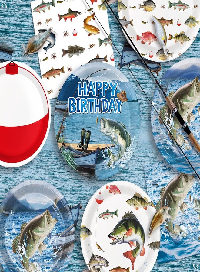 QIYANPAX Fishing Birthday Party Decorations - Plates, Napkins, Cups, Cutlery, Honeycomb Centerpieces, Banner, Hanging Swirls, Tablecloths, Toppers, Balloons for Ofishally One Birthday Decorations, Serves 24 - Image 4