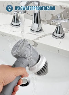 APEX Electric Spin Scrubber, Electric Cleaning Brush with 6 Replaceable Brush Heads, Handheld Electric Shower Scrubber for Bathtub, Floor, Wall, Tile, Toilet  - Image 3