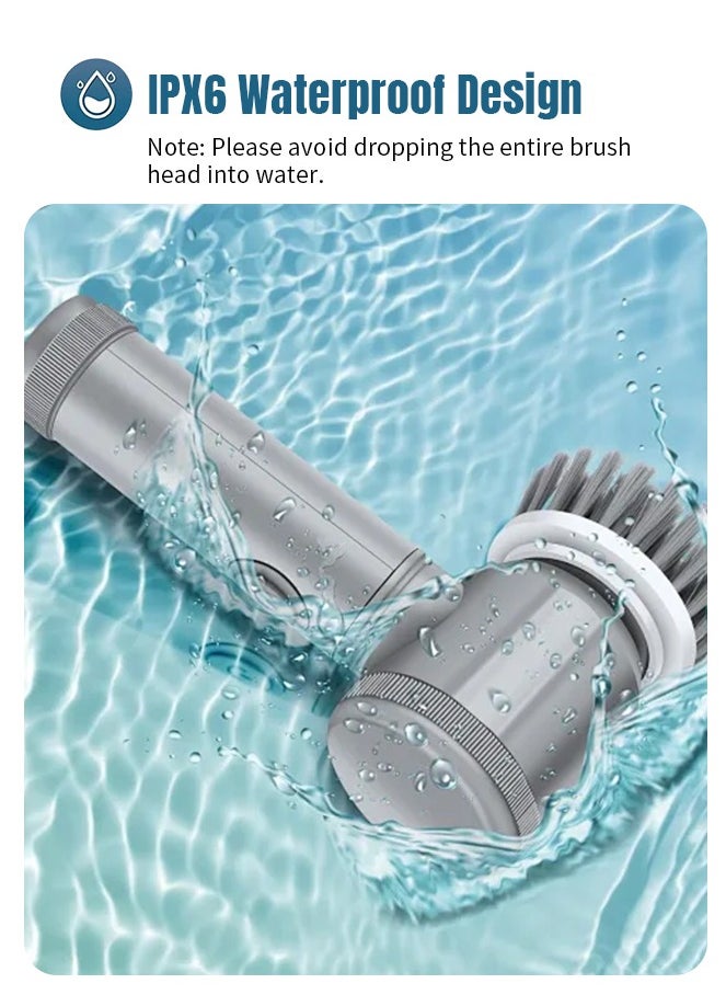APEX Electric Spin Scrubber, Electric Cleaning Brush with 6 Replaceable Brush Heads, Handheld Electric Shower Scrubber for Bathtub, Floor, Wall, Tile, Toilet  - Image 5