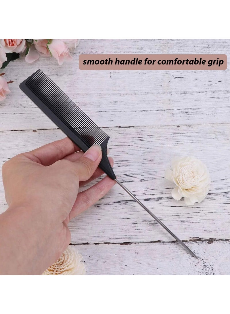 Estrico 2 Pc Professional Fine-tooth Metal Rat Tail Comb Pin Hairdressing Hair Style Rat Tail Comb Set Ideal for All Hairs Barber Saloons - Image 2