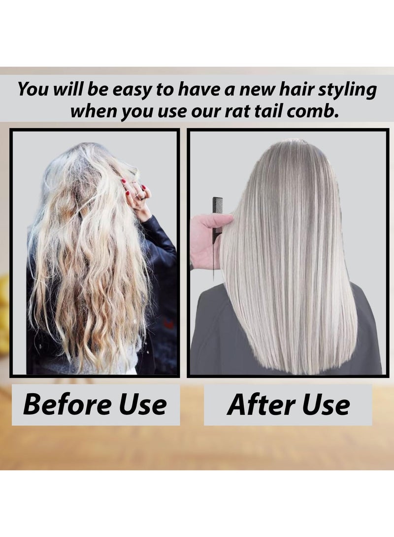 Estrico 2 Pc Professional Fine-tooth Metal Rat Tail Comb Pin Hairdressing Hair Style Rat Tail Comb Set Ideal for All Hairs Barber Saloons - Image 3