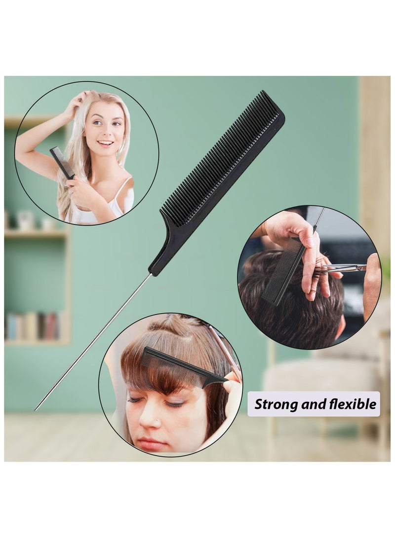 Estrico 2 Pc Professional Fine-tooth Metal Rat Tail Comb Pin Hairdressing Hair Style Rat Tail Comb Set Ideal for All Hairs Barber Saloons - Image 4