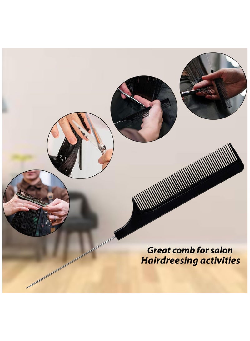 Estrico 2 Pc Professional Fine-tooth Metal Rat Tail Comb Pin Hairdressing Hair Style Rat Tail Comb Set Ideal for All Hairs Barber Saloons - Image 5