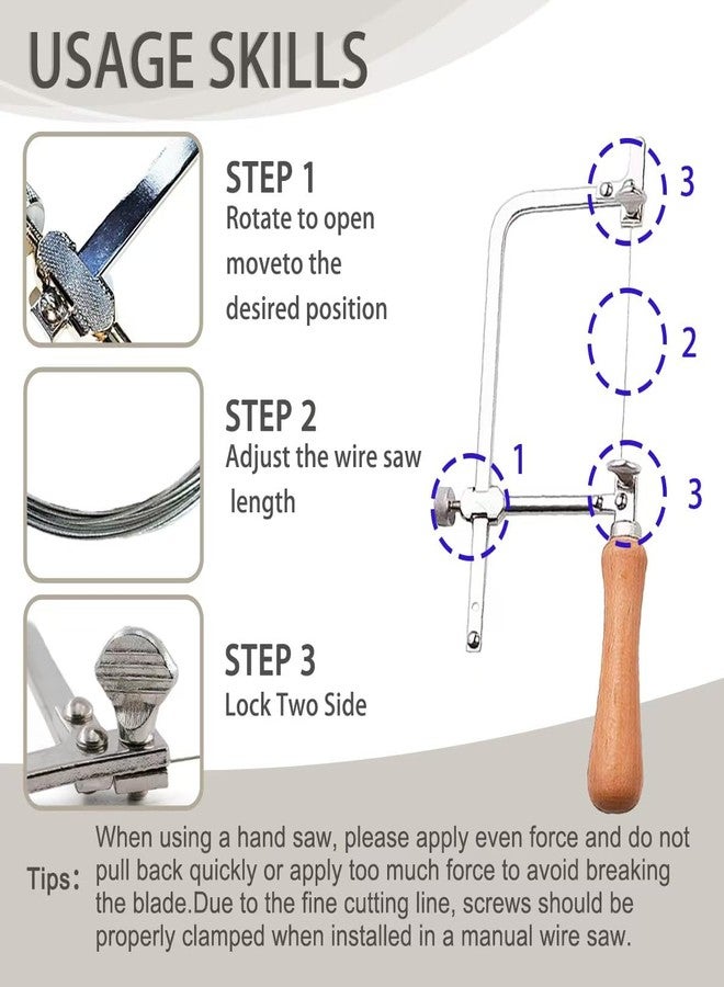 Yoodoyee 1PC steel frame top saw with 0.5mm diamond wire saw, used as a multifunctional manual tool for cutting marble, wood, stone and metal (Cutting Saw Blades+Wire 0.55mm) - Image 5
