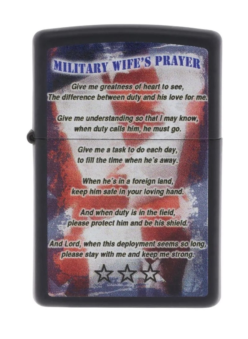 Zippo Military Wifes Prayer Windproof Lighter 28315-218 (Matte Black) - Image 1
