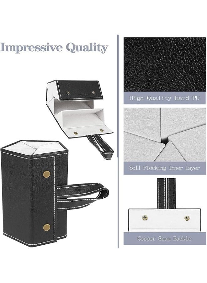 BARIQ.HOMES Foldable 5-compartment PU leather sunglasses case with carrying handle, portable glasses organizer for travel, bag, and accessories storage - Image 4