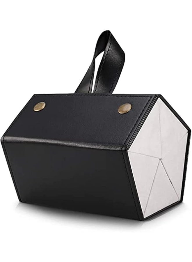 BARIQ.HOMES Foldable 5-compartment PU leather sunglasses case with carrying handle, portable glasses organizer for travel, bag, and accessories storage - Image 2