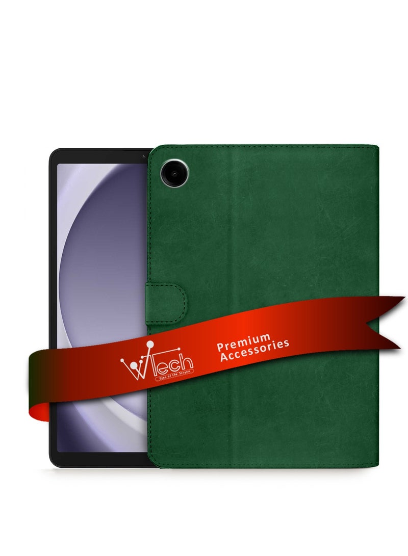 دبليو تيك غطاء حماية قلاب من جلد البولي يوريثان لهاتف سامسونج جالاكسي تاب A9 4G 2023 (X110, X115) 8.7 بوصة أخضر داكن - Image 1