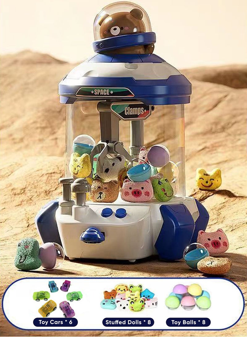 ألعاب أطفال ماكينة مخلب صغيرة على شكل صاروخ كرتوني تعمل بالعملة المعدنية، لعبة أركيد رافعة دمى، لون أزرق - Image 1
