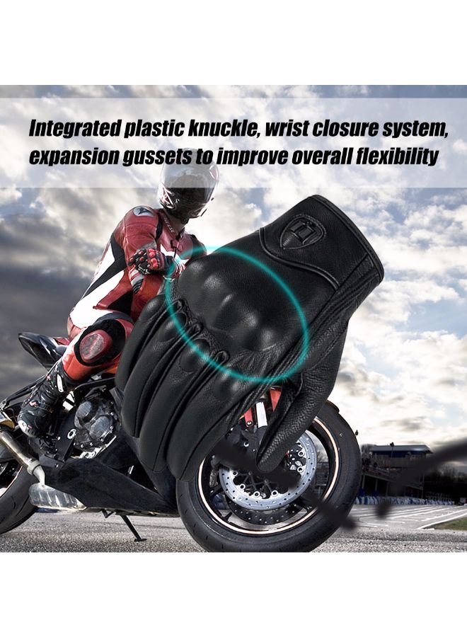 Loquat Pair Of Genuine Leather Touch Screen Motorcycle Glove - Image 3