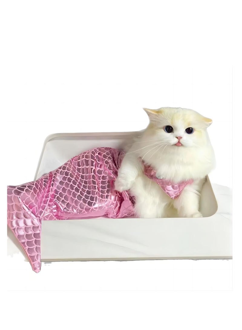 Loquat Cat and Dog Costumes Mermaid Costume Creative Funny Fishtail Dress Puppy Photo Props (Pink)(M) - Image 5