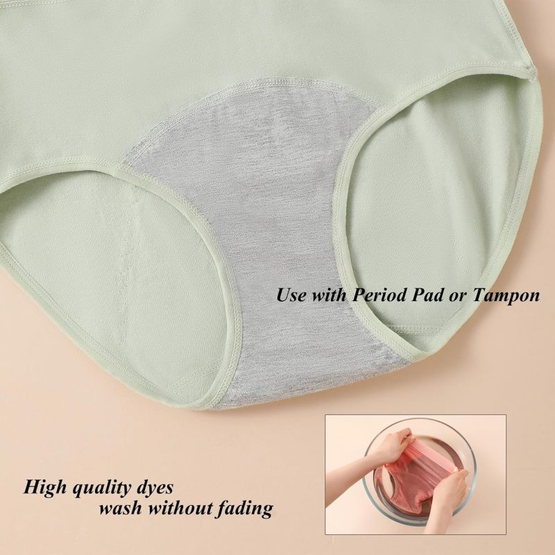 Women's Menstrual Period Panties Cotton Leakproof Underwear Heavy Flow Protection Pants Breathable Briefs 5 Pack - Image 5