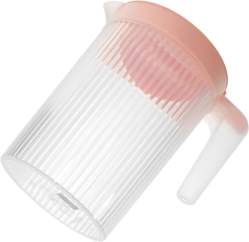 Plastic Drink Pitcher with Lid 2l Pink High Temperature Resistant Juice Container for Fridge and Home Beverage Serving - Image 1