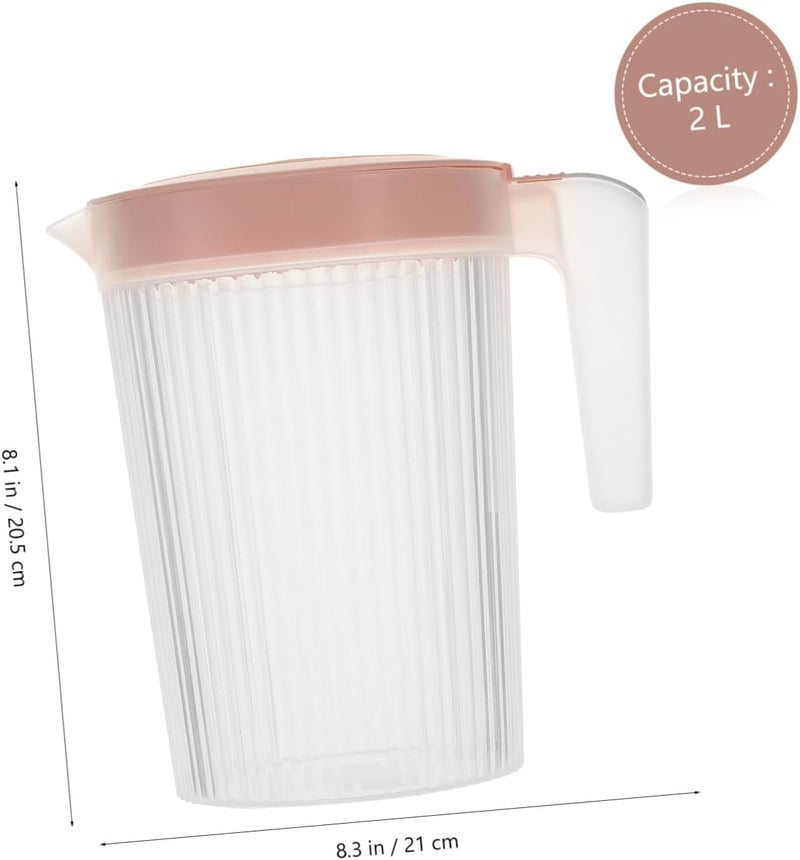 Plastic Drink Pitcher with Lid 2l Pink High Temperature Resistant Juice Container for Fridge and Home Beverage Serving - Image 2