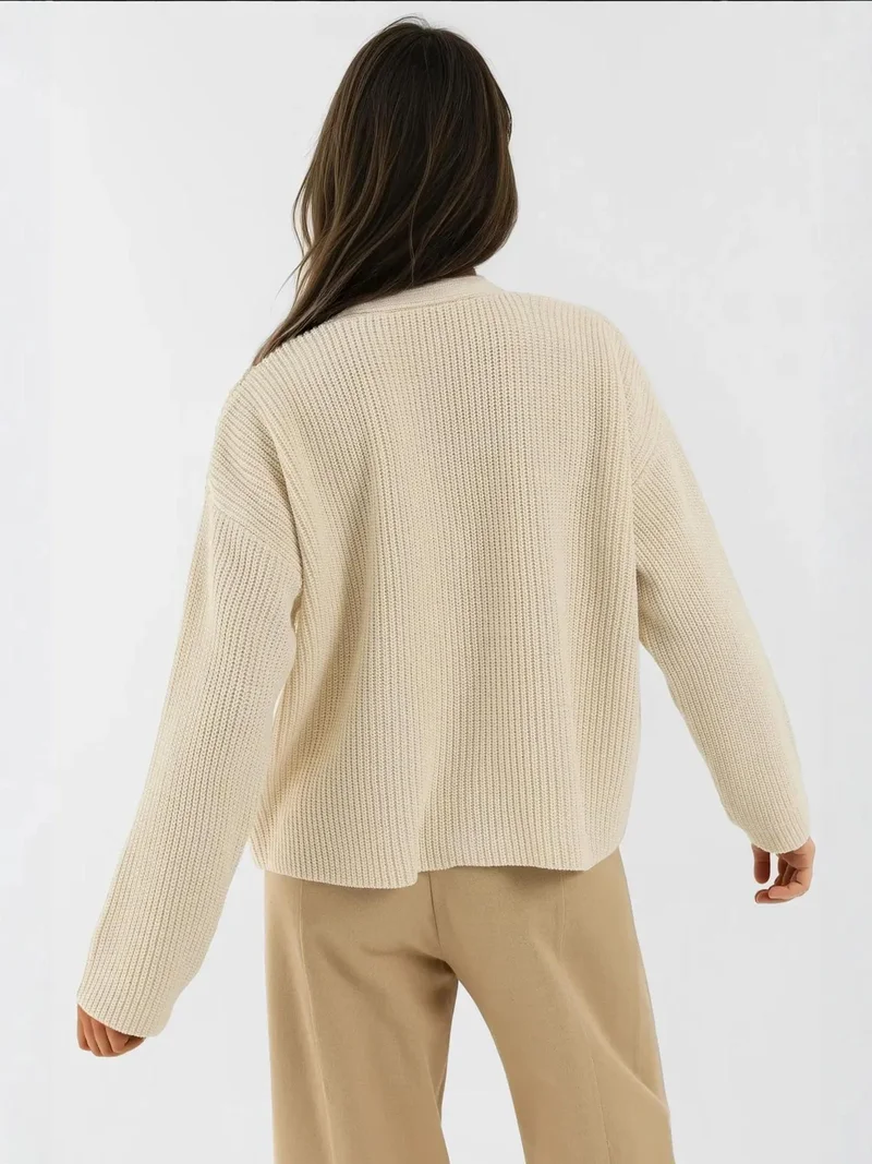 هيكاب كارديجان فضفاض بأزرار وياقة على شكل حرف