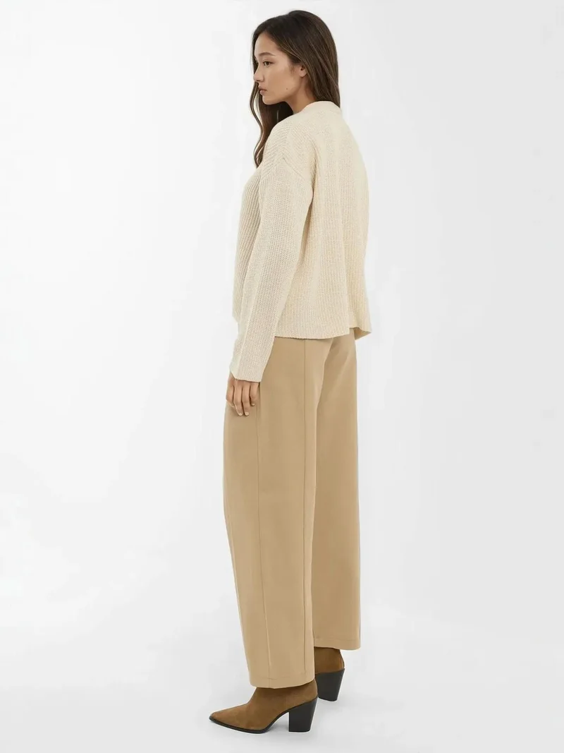 Hiccup Cream Natural V Neck Buttoned Oversized Cardigan for Women | Best Price UAE