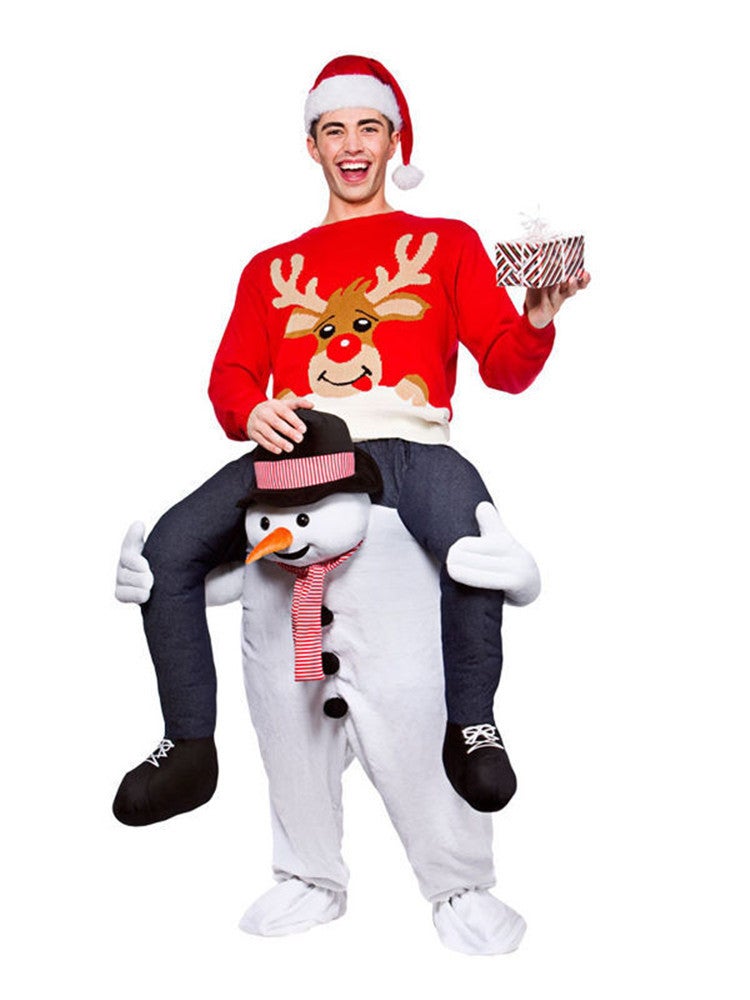 Halloween Christmas Backman Pants Costume Santa Riding Elk Backman Pants Walking Funny Snowman Costume Snowman Backpack Pants 