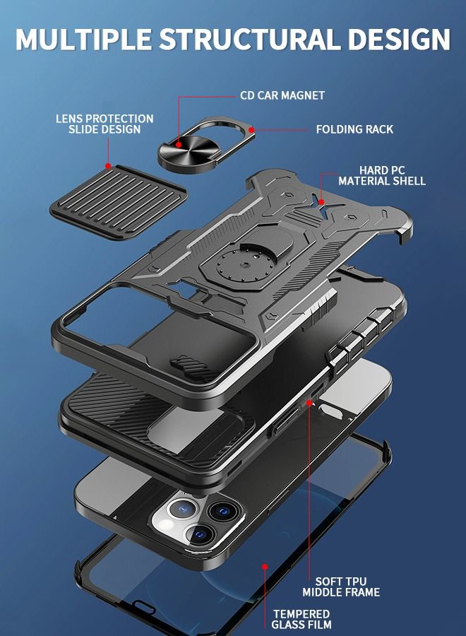 GROIC Cover for IPhone 14 Pro Max 6.7 Inch Case 360° Full Body Protection Silicone Bumper  with Kickstand and Dual Layer Built-in Tempered Glass Screen Protector Shell - Image 2