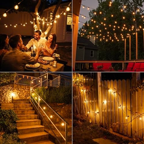 Brightown Outdoor String Lights – 50ft Connectable Patio Lights with 52 G40 LED Plastic Bulbs (2 Spare) Outside Vintage Hanging Light for Backyard Bistro Balcony Porch Party Wedding, E12, 2200K, Black - Image 5