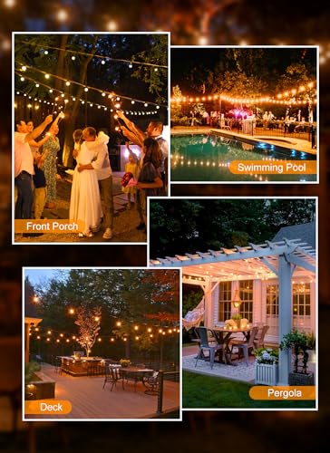 Brightown Outdoor String Lights – 50ft Connectable Patio Lights with 52 G40 LED Plastic Bulbs (2 Spare) Outside Vintage Hanging Light for Backyard Bistro Balcony Porch Party Wedding, E12, 2200K, Black - Image 4