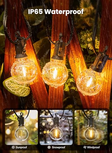 Brightown Outdoor String Lights – 50ft Connectable Patio Lights with 52 G40 LED Plastic Bulbs (2 Spare) Outside Vintage Hanging Light for Backyard Bistro Balcony Porch Party Wedding, E12, 2200K, Black - Image 3