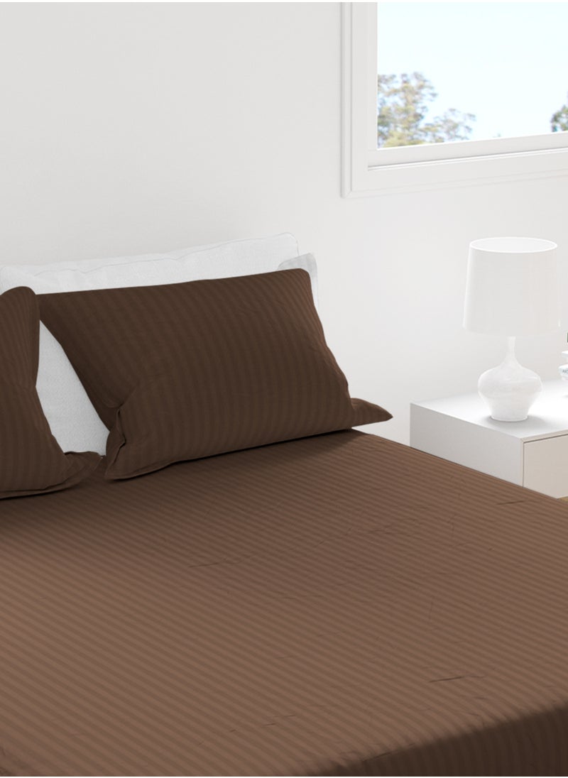 Queen Striped Fitted Sheet with 2 Pillow Case 180 x 200 Cm Coffee Brown - pzsku/Z2FAFC7EA9B7174C043DCZ/45/_/1727176948/4ad6ad14-55db-4419-9ad6-c2c7fa3216b9