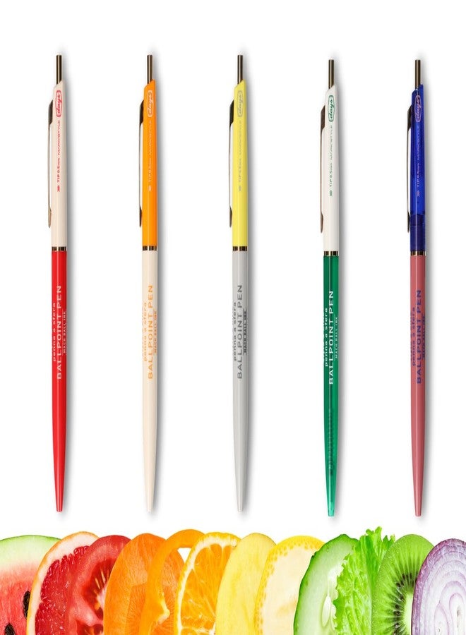 MARK'STYLE days 0.5mm Black Gel Ink Retractable Ballpoint Pen - Quick-Drying, Stylish Retro Design for Planners & Notebooks (Blue x Yellow) - Image 3