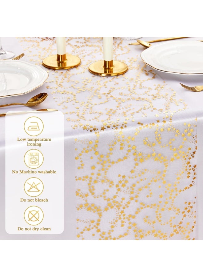 SYOSI Gold Table Runner, Sheer Chiffon and Tulle Table Cover with Sequin Glitter Trim, Metallic Foil Party Decor for Wedding, Birthday, Christmas Celebration, Banquet Centerpiece Decorations (28cm x 500cm) - Image 4