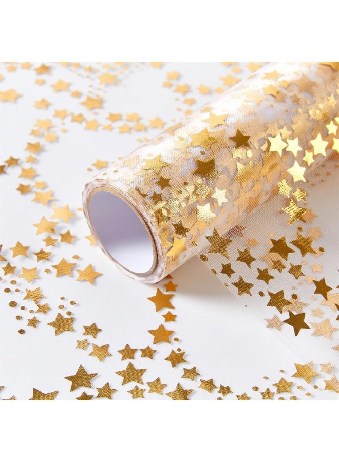 SYOSI Gold Table Runner, Sheer Chiffon and Tulle Table Cover with Sequin Glitter Trim, Metallic Foil Party Decor for Wedding, Birthday, Christmas Celebration, Banquet Centerpiece Decorations (28cm x 500cm) - Image 2