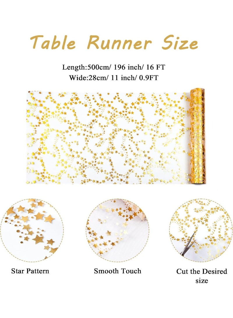 SYOSI Gold Table Runner, Sheer Chiffon and Tulle Table Cover with Sequin Glitter Trim, Metallic Foil Party Decor for Wedding, Birthday, Christmas Celebration, Banquet Centerpiece Decorations (28cm x 500cm) - Image 5