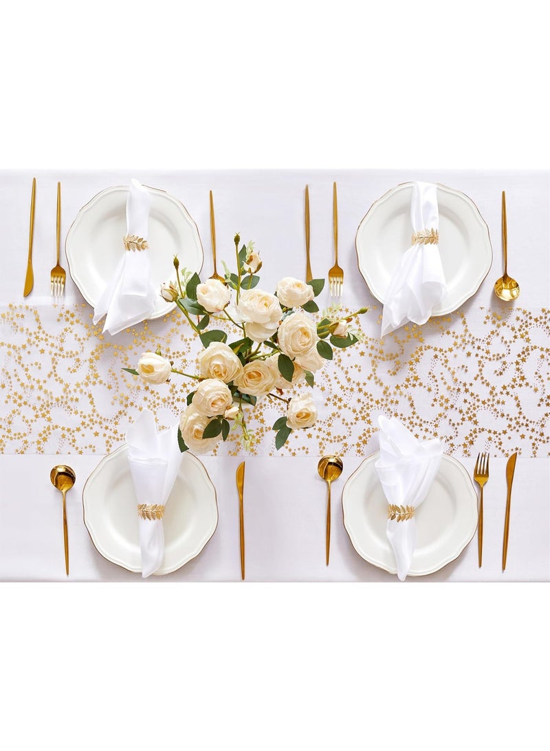 SYOSI Gold Table Runner, Sheer Chiffon and Tulle Table Cover with Sequin Glitter Trim, Metallic Foil Party Decor for Wedding, Birthday, Christmas Celebration, Banquet Centerpiece Decorations (28cm x 500cm) - Image 3