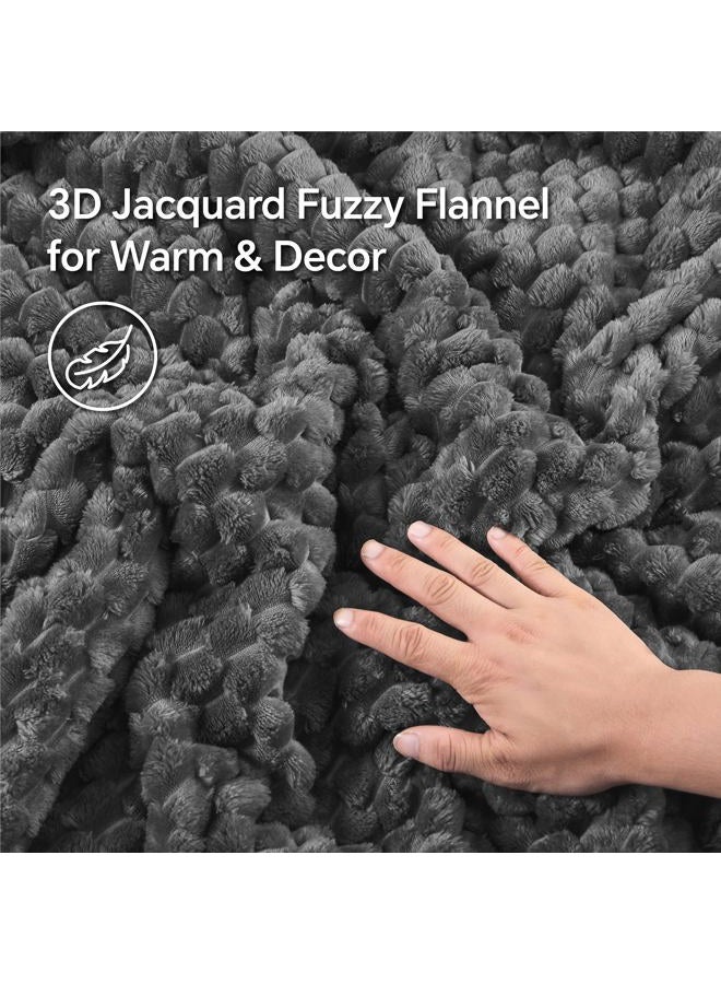 BEDELITE Fluffy Full Size Comforter Set - Dark Grey Fleece Soft Comforter for Full Size Bed, Luxury Warm Bedding Set for Winter, Fuzzy Bed Set 3 Pieces (1 Comforter, 2 Pillowcases) - Image 2