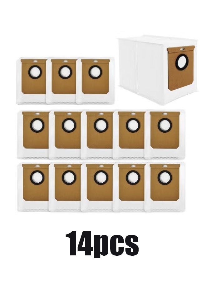 إيليلي عبوة من 14 كيس غبار بديل لمكنسة الروبوت Eufy L50 SES L60 SES مع محطة تفريغ ذاتية، أكياس L50 L60 ثلاثية الطبقات متوافقة مع Haier H9+ وConga Home 10000 و8090 Ultra و9090 AI - Image 1