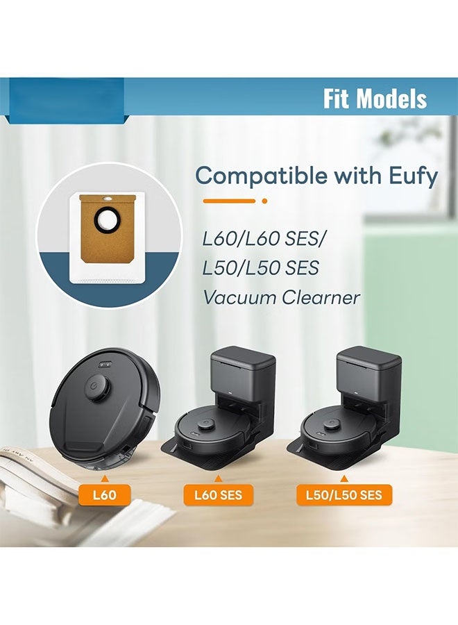 إيليلي عبوة من 14 كيس غبار بديل لمكنسة الروبوت Eufy L50 SES L60 SES مع محطة تفريغ ذاتية، أكياس L50 L60 ثلاثية الطبقات متوافقة مع Haier H9+ وConga Home 10000 و8090 Ultra و9090 AI - Image 2