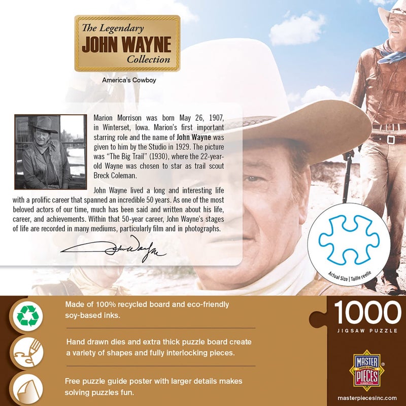 MasterPieces 1000 Piece John Wayne Jigsaw Puzzle for Adults, Family, Or Youth - America's Cowboy - 19.25"x26.75" - Image 3