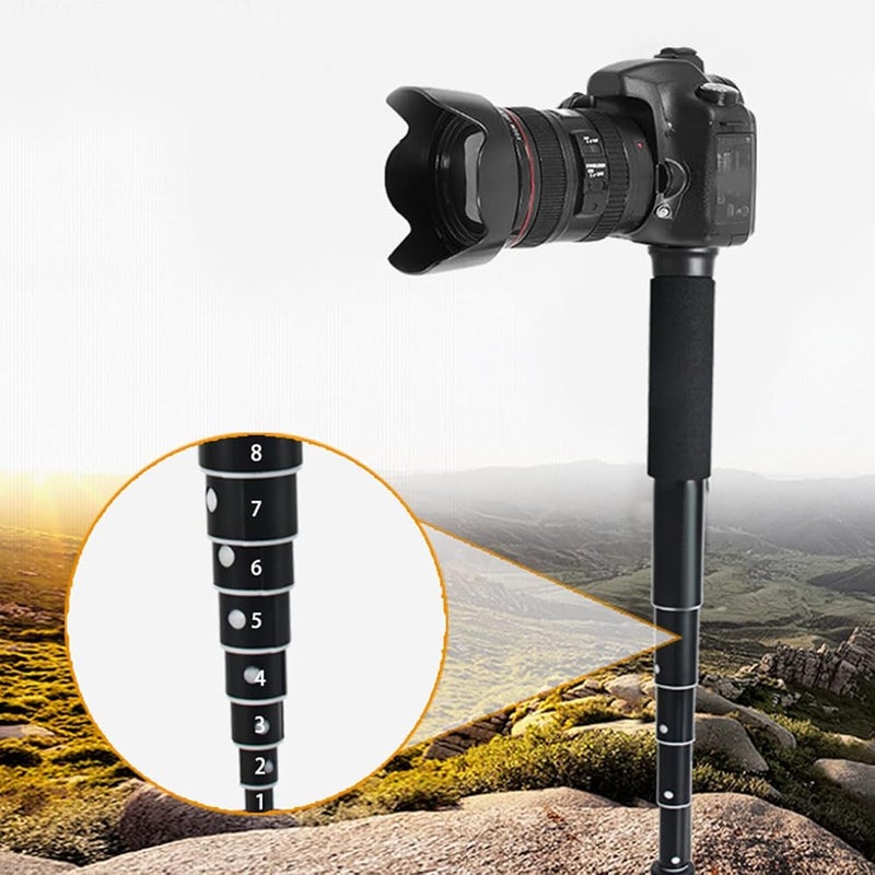 Bewinner Camera Monopod, 8 Section Carbon Fiber Portable Compact Lightweight Travel Monopod, Aluminum Alloy Selfie Stick Trekking Pole for Hiking Camping - Image 4