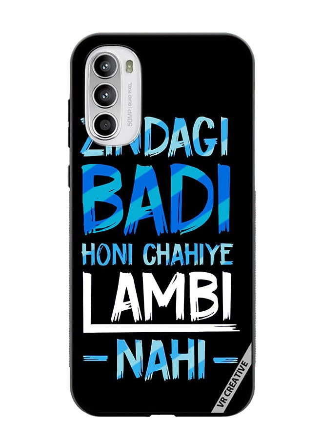 VR CREATIVE - Protective Case Cover For Motorola Moto G82 Zindagi Badi Honi Chahilye Lambi -Nahi- Quots Design Multicolour - Image 1