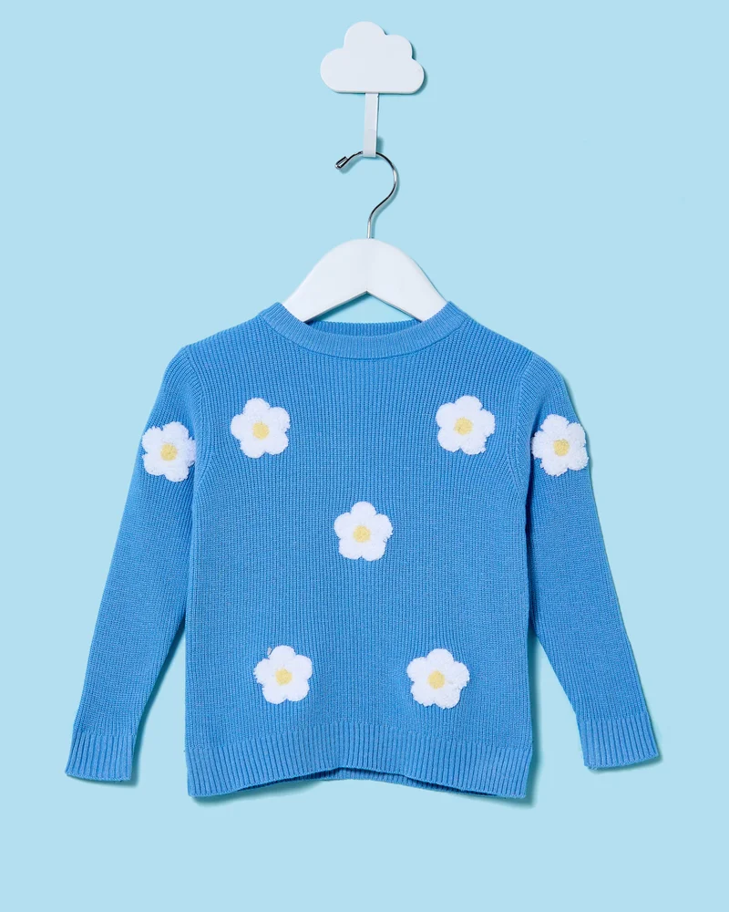 Redtag Infant Girls Blue Pullover With 3D Flower