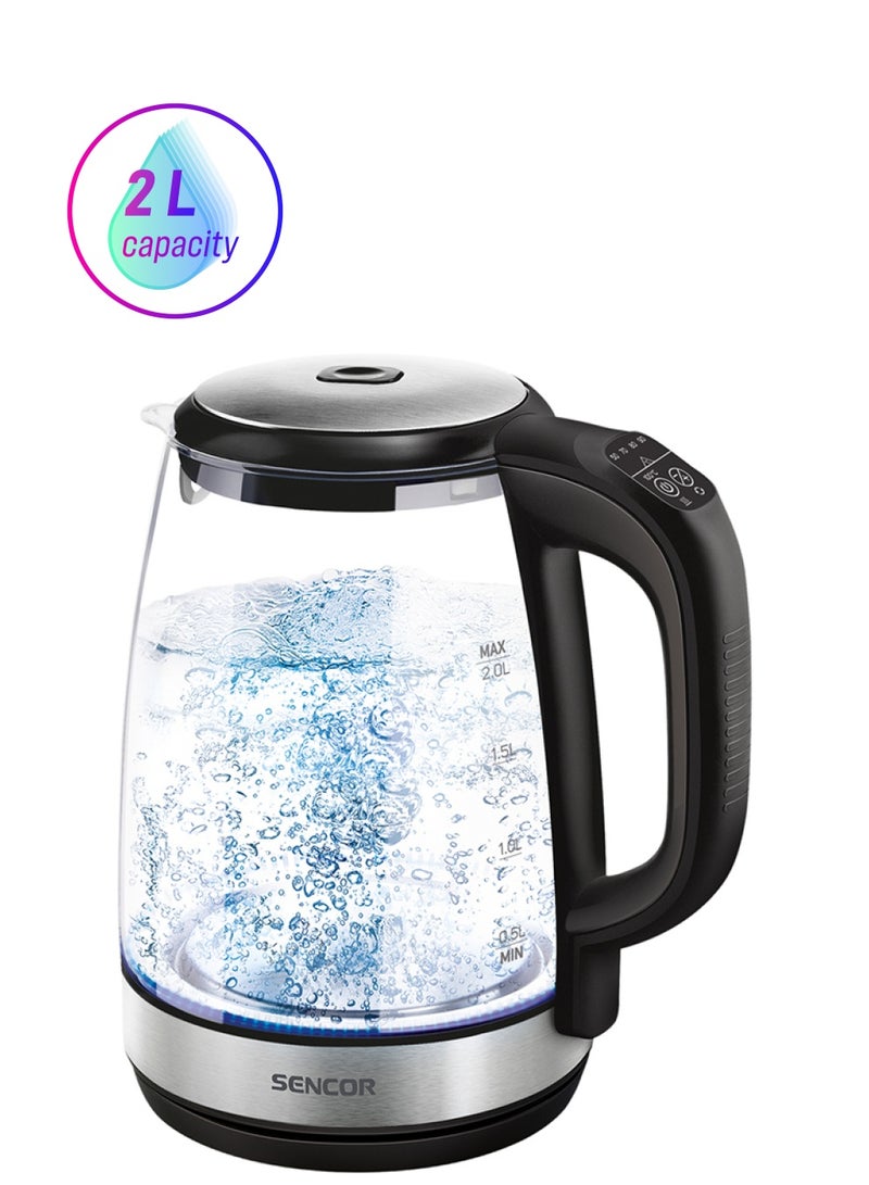 غلاية كهربائية سعة 2.0 لتر وقوة 2200.0 وات SWK-2080BK أسود فضي 2 L 2200 W SWK-2080BK أسود/ فضي