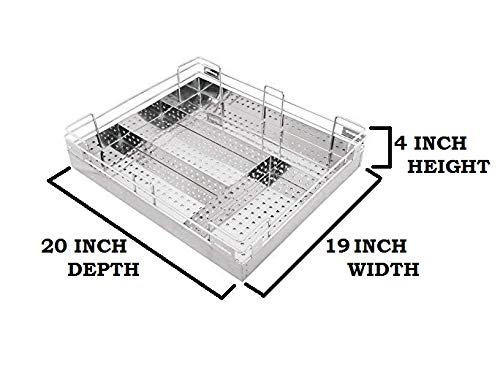PN BASKET PN BASKET 202 Stainless Steel Modular Kitchen Basket Rectangular Wired 4 cutlery 6 Plain 8 thali set of 3 Size 19 Inch Width20 Inch Depth Silver  - Image 4