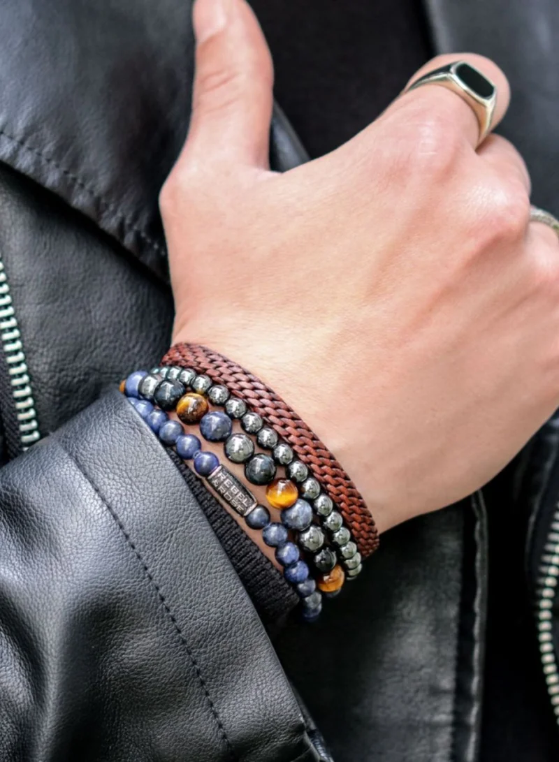 Rebel & Rose Men's Midnight Blue Vintage Beaded Bracelet, 6 mm Sodalite Stones