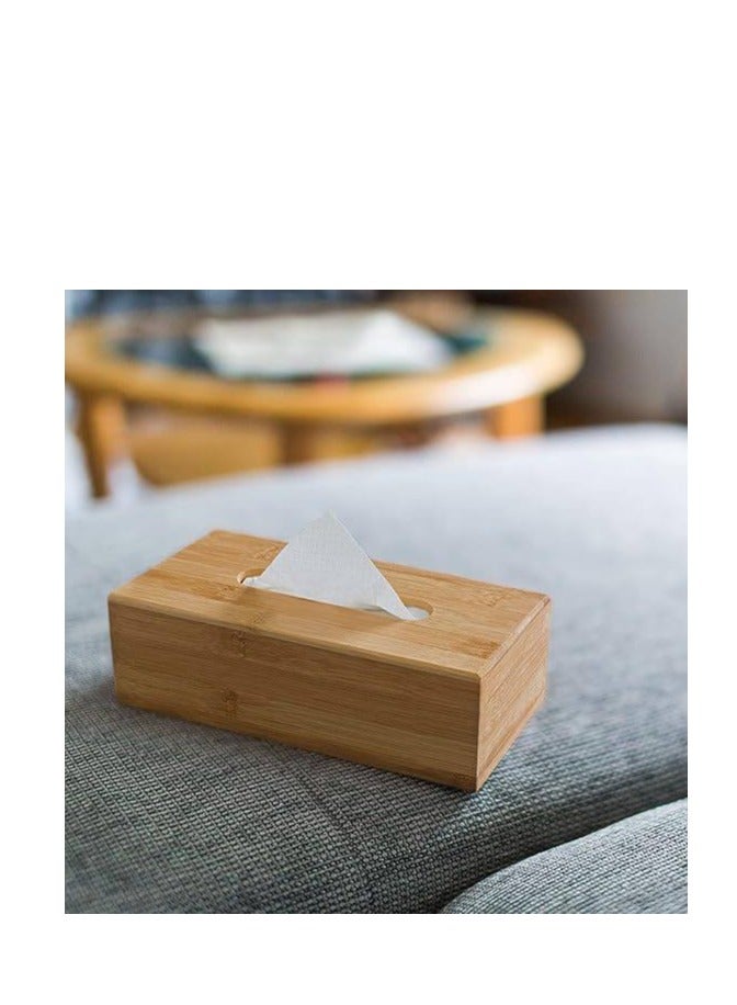 Wooden Tissue Box Holder, Tissue Dispenser Organizer for Car, Home, Room, Hotel Decoration, Rectangle 1pc IR  - Image 2