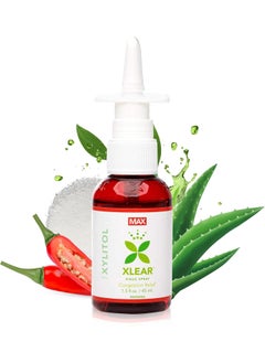 Xlear Xlear MAX Saline Nasal Spray, Natural Formula with Xylitol, Capsicum and Aloe, Nasal Decongestant for Sinus Pressure, Headache, Dry Nose for Kids and Adults, 1.5 fl oz (Pack of 2) 