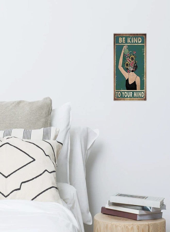 Bestylez Inspirational Boho Wall Art - "Be Kind to Your Mind" Metal Poster, 12x8 Inches, Vintage Botanical Design for Office and Home Deco (951) - Image 4